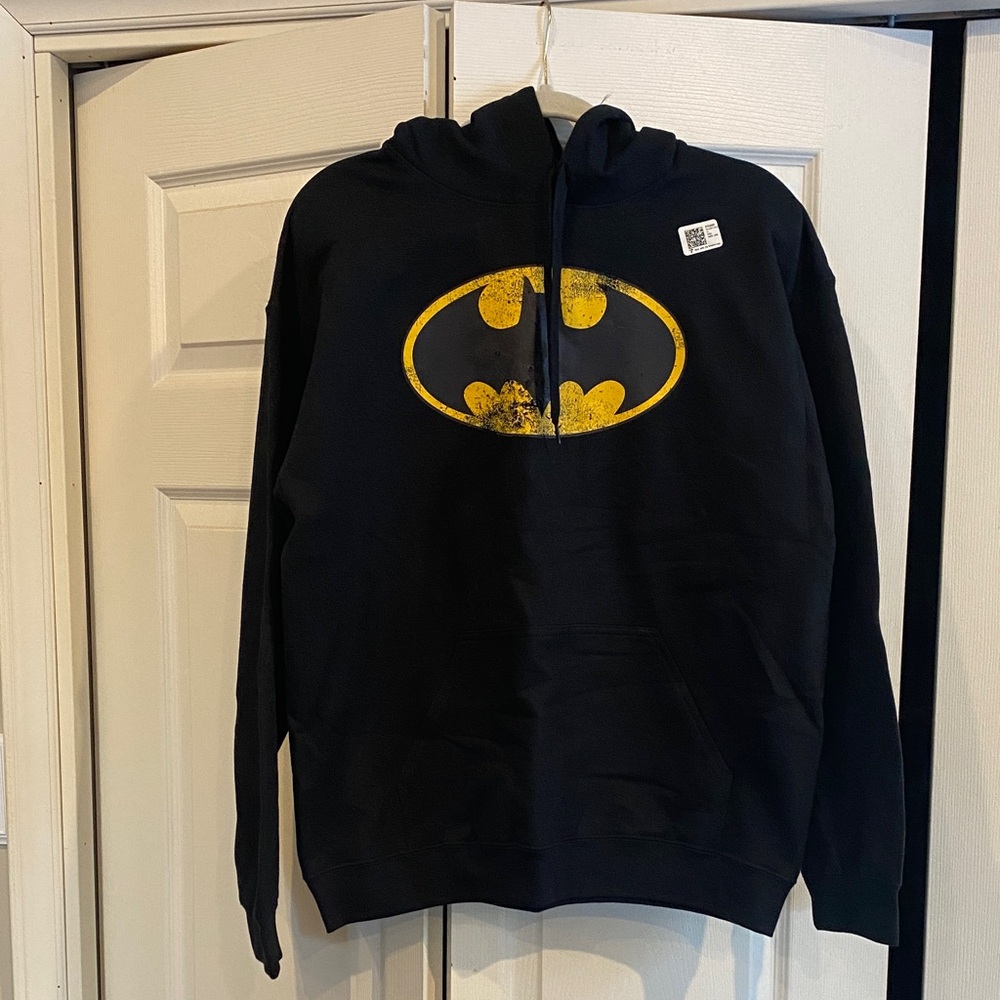 Black Hoodie with Yellow Batman Logo